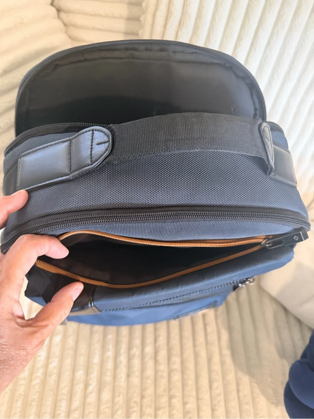 Navy Blue Men's Everyday Travel Backpack with Front Pockets